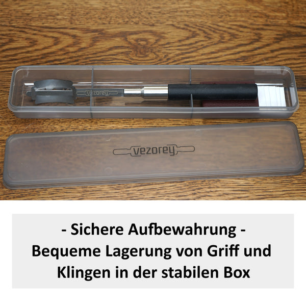 VEZOREY®-Edelstahl Brotklinge mit Aufbewahrungsbox und 5 Ersatzklingen-4